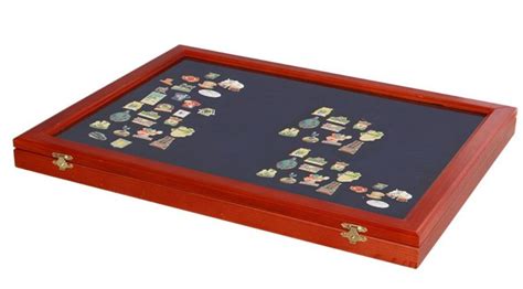Pin Collector Display Case Xl Cherrywood Glass Top Safe Collecting