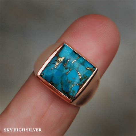 Blue Copper Turquoise Solid Sterling Silver Turquoise Etsy