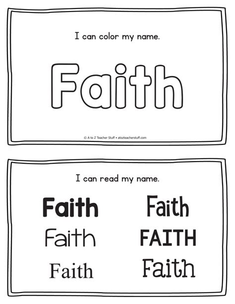 Faith Name Printables For Handwriting Practice A To Z Teacher Stuff