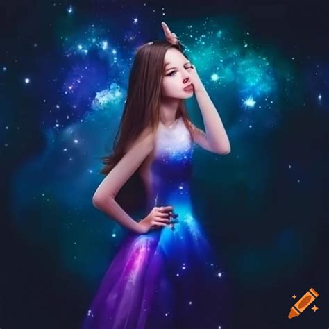 Girl In Galaxy Inspired Dress
