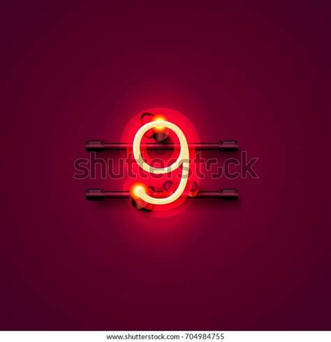 Neon City Font Sign Number 9 Stock Vector Royalty Free 704984755