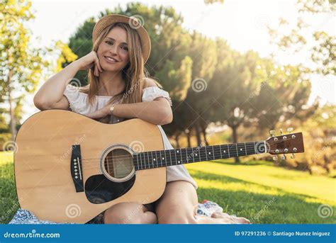 Beautiful Woman Playing Guitar Stock Photo Image Of Play