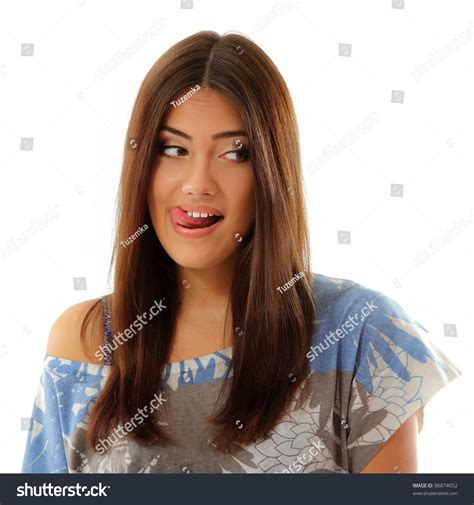06:21two matures licking each other out. Portrait Of Teen Girl Make Crazy Funny Faces Lick With Tongue Isolated On White Background Stock ...