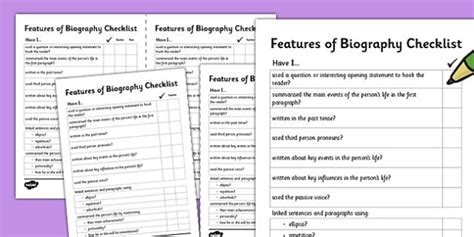 Guide To Writing A Biography Worksheet Writing Resources