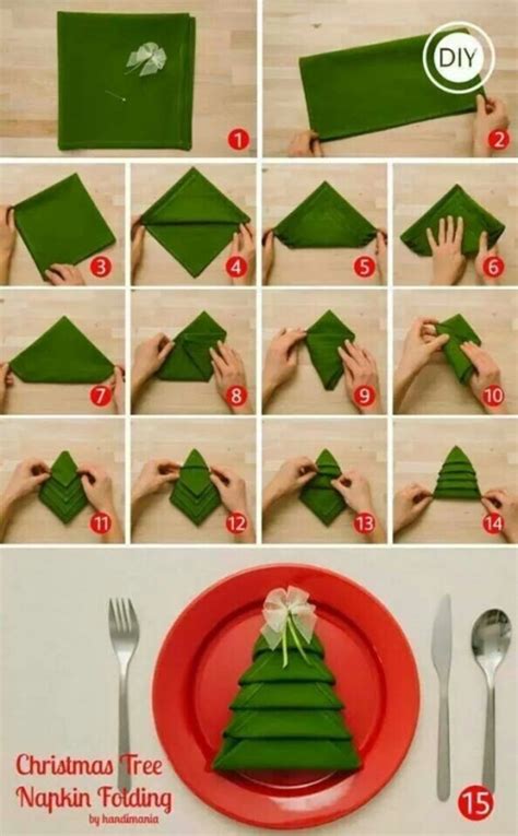 How To Fold Christmas Tree Napkins For The Dinner Table