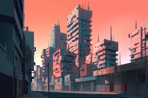 Premium Photo Digital Painting Of A Dystopian Future Cityscape With