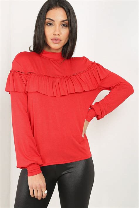 Irie Long Sleeve Frill Top £1100 In Strecthy Fabric This Long Sleeve