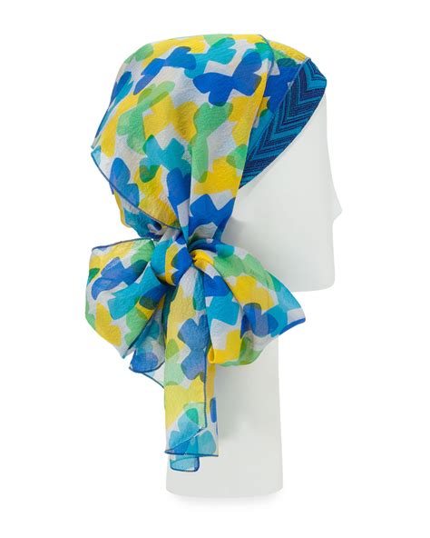 Missoni Butterfly Print Voile Head Scarf Blue