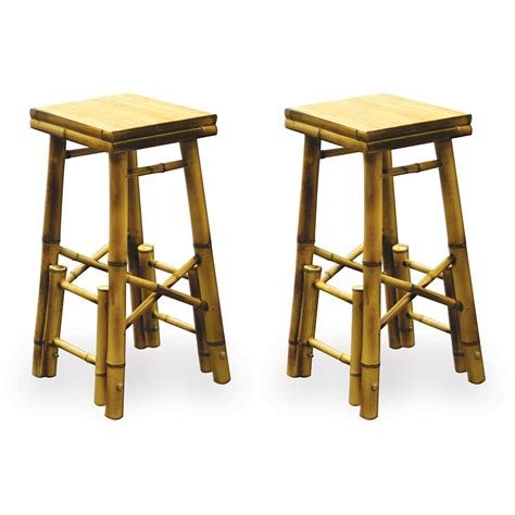 Set Of 2 Bamboo Bar Stools 199625 Kitchen And Dining Stools At