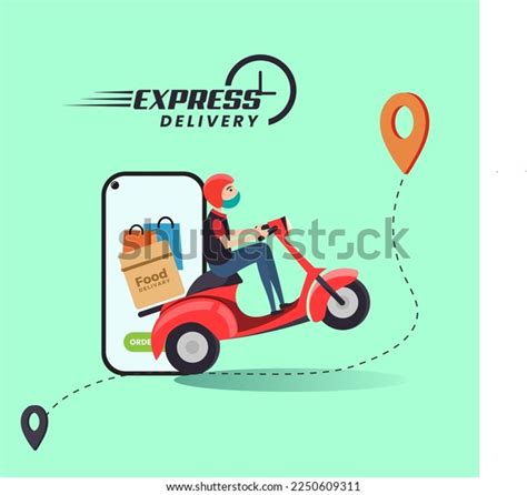 Express Delivery Social Media Post Scooter Stock Vector Royalty Free