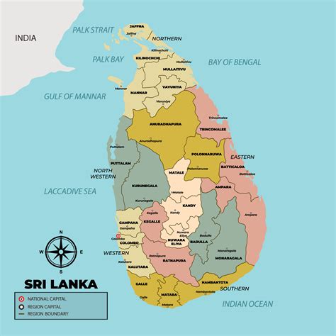 Sri Lanka Map With District Name Vector Art At Vecteezy
