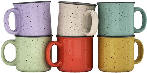 Lightweight and handcrafted, with our ecologyst tree logo. Ceramic Speckled Campfire Mug - Set of 6 Multicolored ...