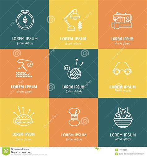 Vector Hand Made Icons Set Stock Vector Illustration Of Fabric 107646062