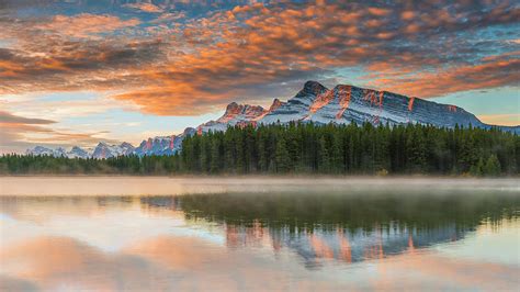 Two Jack Lake At Sunset Banff National By Arnaudbertrande