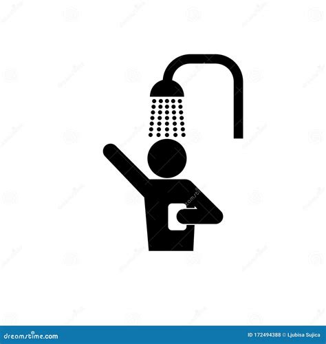 Man Showering Icon On White Background Shower Sign Vector Illustration
