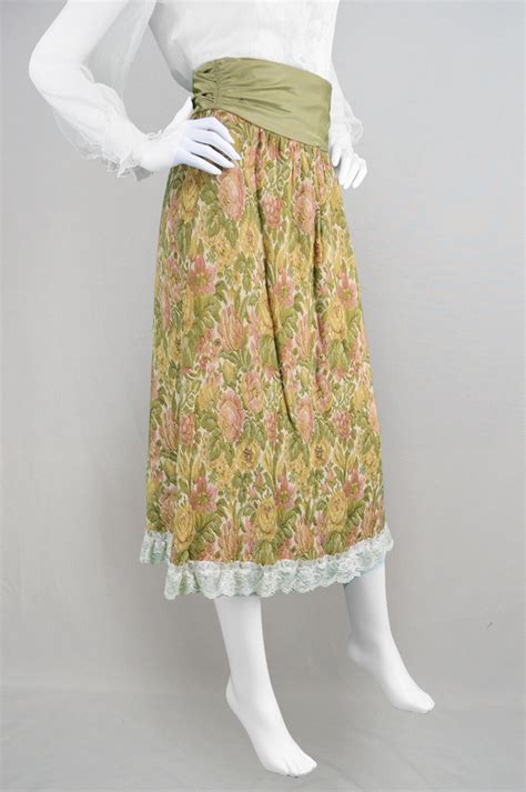 Vintage 70s Frank Usher Tapestry Skirt Boho Skirt Floral