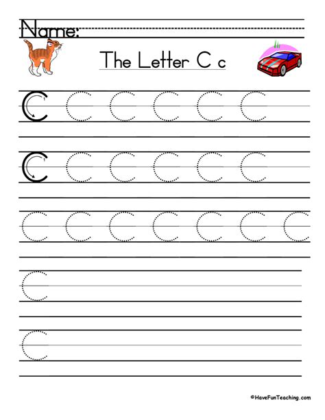 Letter C Handwriting Practice Have Fun Teaching