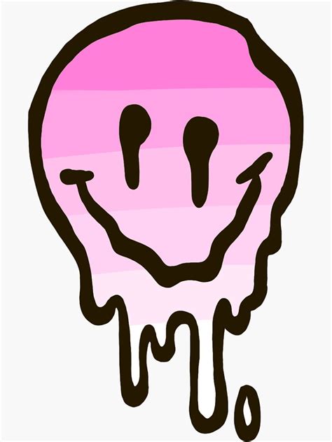 Drippy Pink Smiley Face Sticker For Sale By Paisleyf1 Redbubble