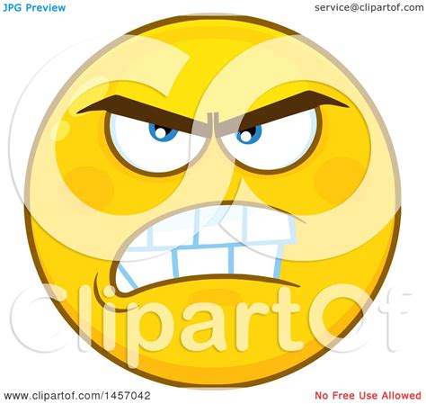 Clipart Of A Cartoon Mean Yellow Emoji Smiley Face Royalty Free