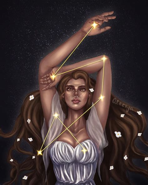 A Woman In White Dress Holding Her Hands Up To The Side With Stars Above Her Head