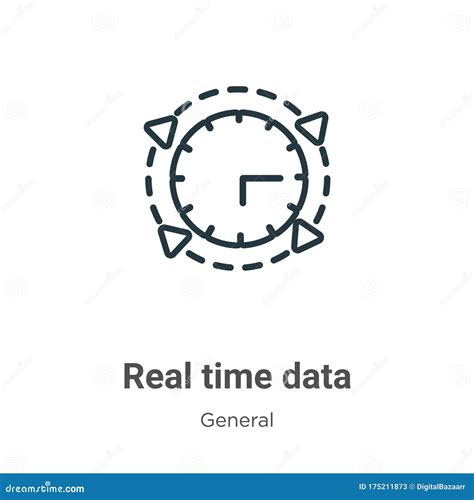 Real Time Data Outline Vector Icon Thin Line Black Real Time Data Icon