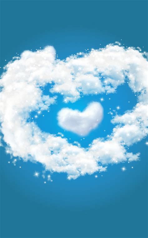 Love In The Sky Blue Calm Clouds Heart Romantic Hd Phone