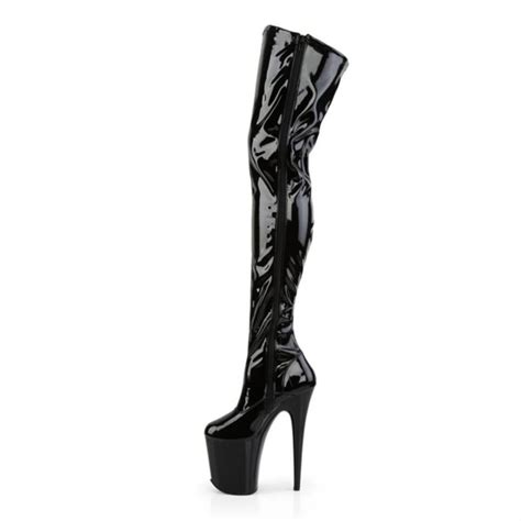 Stripper Heels 20cm Over The Knee Thigh High Heel Boots Pole Dancing Platform Zip Thigh High Up