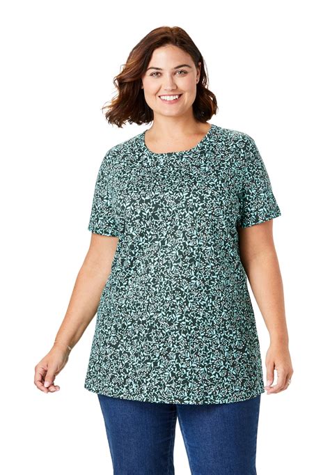 Woman Within Plus Size Perfect Crewneck Printed Tee T Shirt Walmart Com