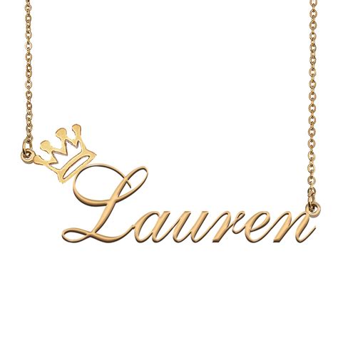 Lauren Name Necklace With Crown Name Necklace Gold Custom Etsy Uk