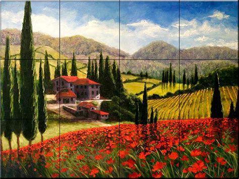 Tile Mural Tuscan Poppies By Malenda Trick Farmhouse Tile Murals