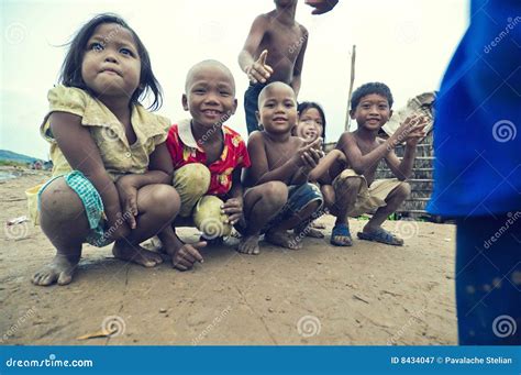 Poor Cambodian Kids Smiling Editorial Photography Image 8434047