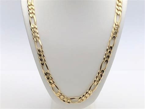 Mens 14k Yellow Gold Solid Figaro Chain Necklace Link 20 775mm 52