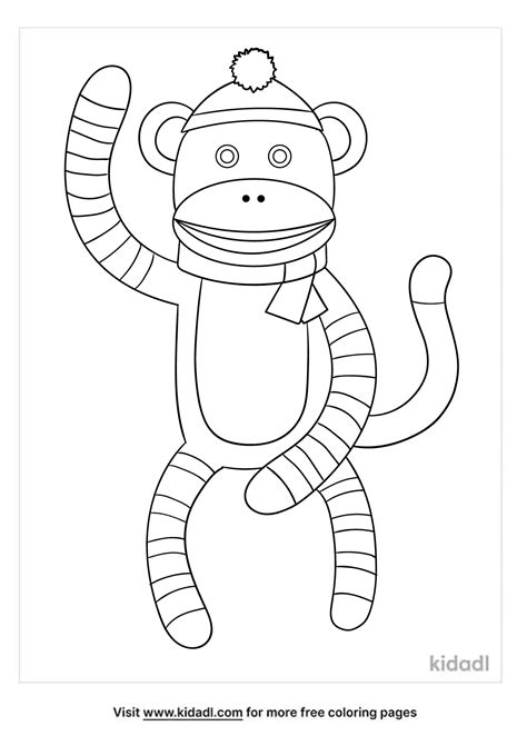 Free Sock Monkey Coloring Page Coloring Page Printables Kidadl