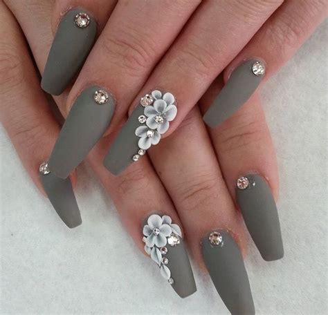 gray matte nails floral green acrylic nails grey acrylic nails sparkly nails