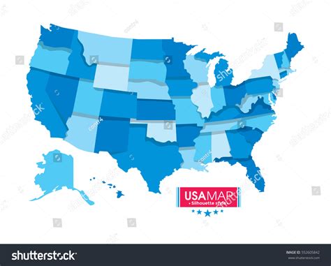 Usa Map Blue Color Blind Map Stock Vector Royalty Free 552605842