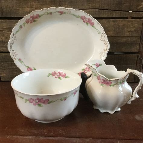 Antique Johnson Brothers Set Of China Pieces Pink Flowers Etsy