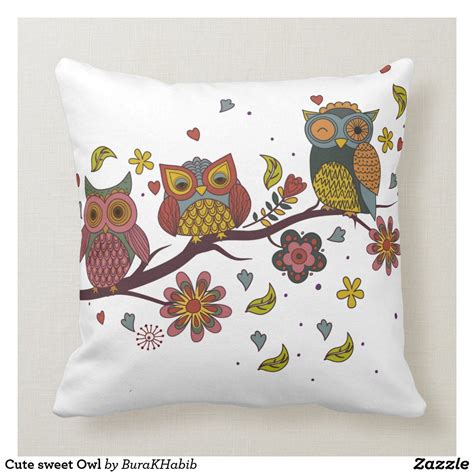 Cute Sweet Owl Throw Pillow In 2020 Owl Throw Pillows Throw Pillows Pillows
