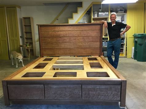 Contemporary torage bench made from cherry by us & coutumes. Custom King bed. Cherry with soft wax finish | Furniture ...