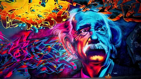 Einstein Graffiti Street Art Hd Wallpaper
