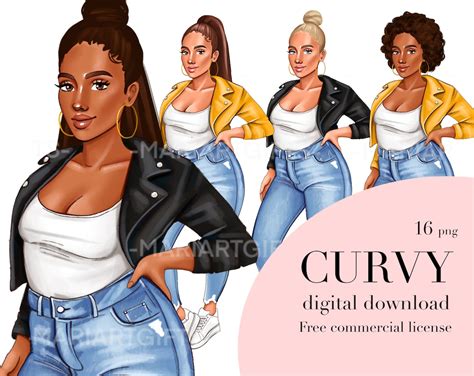 curvy girls clipart curvy woman clipart casual clipart etsy uk