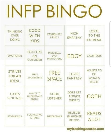 Infp Bingo Full House Anyone Infp Infp T Personality Infp Infp