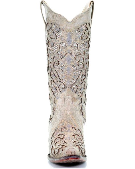 Corral Womens White Glitter Inlay Western Boots Boot Barn