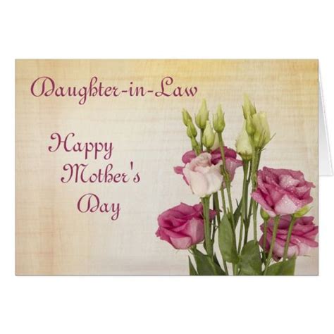 Lovely Pink Roses For Daughter In Law Mothers Day Card Zazzle Mothers Day Cards Mothers