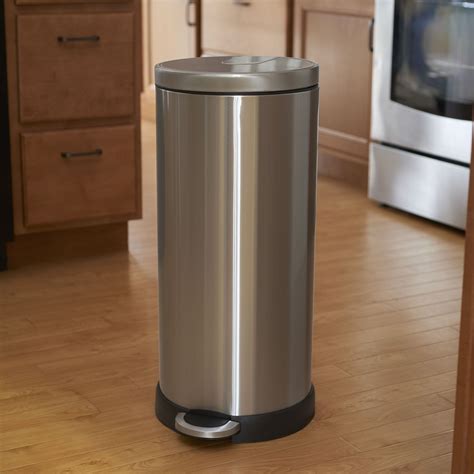 Stainless Steel Round Step Trash Can│8 Gallon Trash Can Household