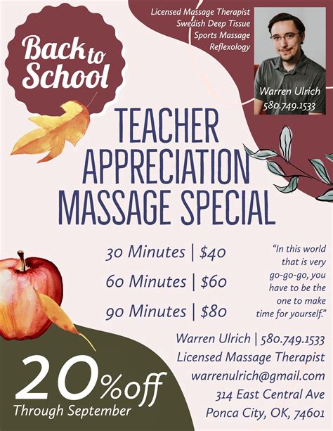 Let It Be Known Teacher Appreciation Massage Special Are You A Teacher In The Poncacity