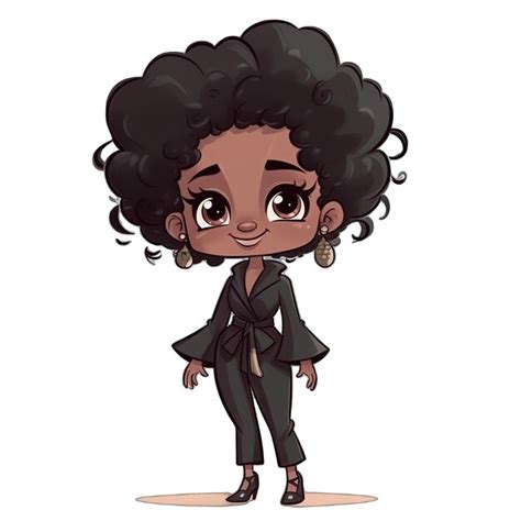 Premium Photo Cute Chibi Black Girl Wearing A Business Suit Illustration