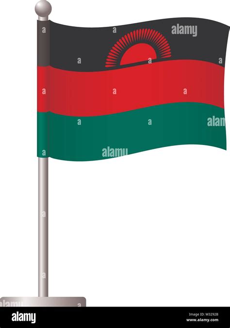Malawi Flag On Pole Metal Flagpole National Flag Of Malawi Vector