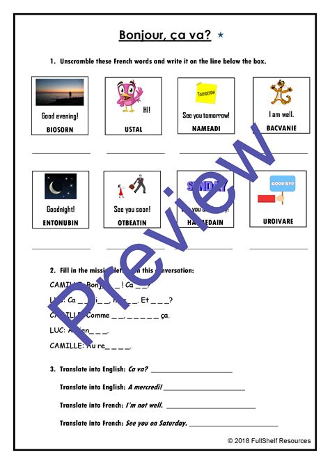 French Greetings Introductions Worksheets Teaching Resources