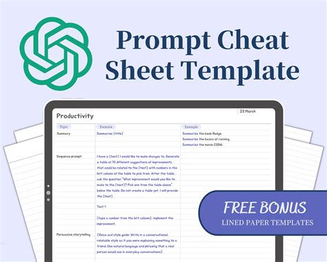 Chatgpt Prompt Cheat Sheet Templates Note Taking Templates Etsy Hot