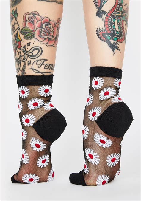 MeMoi Daisy Sheer Ankle Socks Dolls Kill